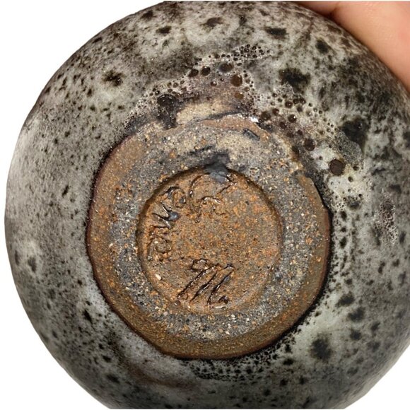 Handcrafted Ceramic Bud Vase Speckled Black & Gray Small Unique Home Decor Piece - Picture 6 of 6